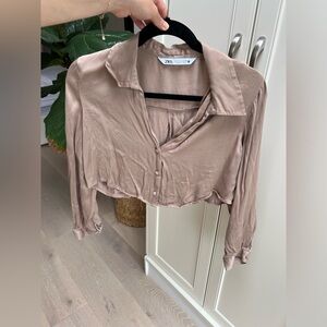 Zara cropped silk top size 6
